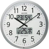 RHYTHM 4FN403SR19 Radio Controlled Wall Clock, Program Calendar, 403SR, Silver Metallic Color