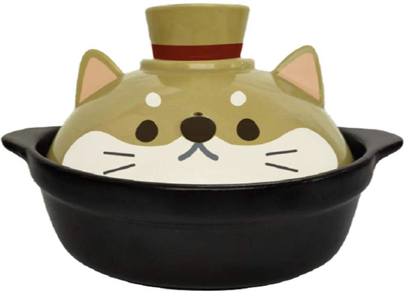 Alta AR0604402 Imitation Animal Earthenware Pot, No. 6, Approx. 0.3 gal (0.9 L) for 1 to 2 People), Shiba Inu, Induction Compatible