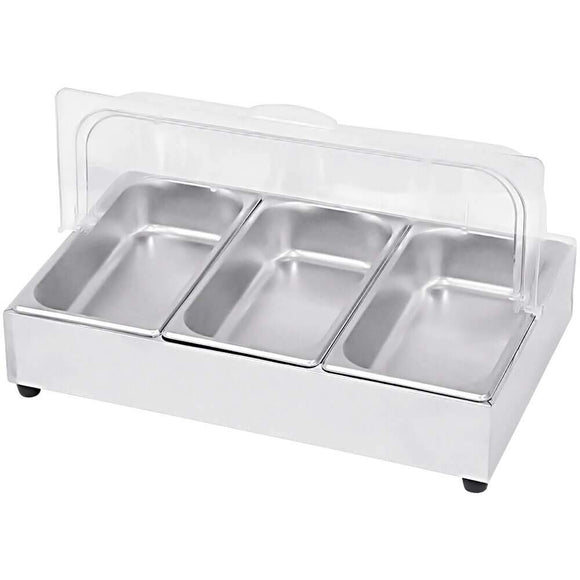 Bonarca 3 Row Food Display Set Stainless Steel 9L with Hood Cover for Viking Buffet Storage Display