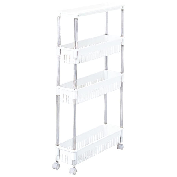 Sanko Plastic Gap Storage Off-White Approx. Width 15 x Depth 50 x Height 87 cm Table Wagon 4 Levels Super Slim