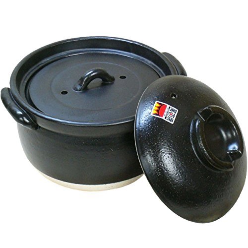 Fukkkura Rice Pot 3 Serves Cooking, Double Lid Yokkaichi Banko-Yaki (Made in Japan), Authentic 3-ply Cooking Finish, Comes with Rice