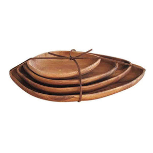 SPICE OF LIFE WHLT1199 Acacia Leaf Plate, Set of 4 Sizes, Wood, Oil Finish