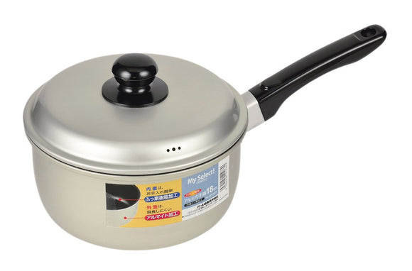 Pearl Metal HB-3077 Single-Handle Pot, 7.1 inches (18 cm), For Gas Fires, Fluorine Treatment, Exterior Anodized Aluminum Pot, My Select