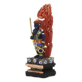 Wooden sculpture BUDDHA of Fudo Myo King Square Base Flame Light 3.0 Dimension Hinoki Rich Colour