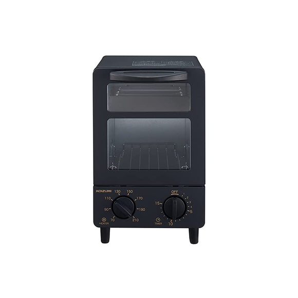 Koizumi KOS-0601/K Toaster Oven with Fried Egg Tray, Stepless Temperature Adjustment, 15 Minute Timer, Single Slice, Compact, Black