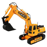 DoubleE RC Car for Kids, Construction Vehicle, Excavator, Power Excavator, Heavy Machinery, Longest Side 8.7 inches (22 cm), 120, 2.4 ghz, Yellow