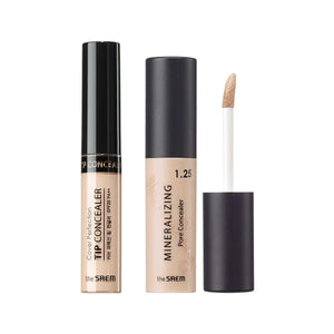 Concealer The Saem Japan Official (the SAEM) The Saem Cover Perfection Tip Concealer 6.5g + The Saem Mineralizing Pore Concealer 4ml (1.25 Light Beige & Fine Beige)