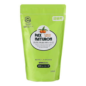 Taiyo Oil and Fat Pax Naturon Body Soap Refill, 16.9 fl oz (500 ml) x 12, Fresh Herbal Green Scent, Hypoallergenic Body Shampoo