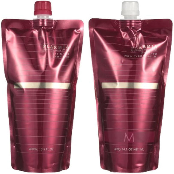 Milbon Plamia Enriched Shampoo 400mL + Treatment F 400g Refill Set