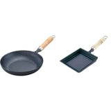 Iwachu 24006 Omelet Pan 24 (with Wooden Pattern), Black Baked, Inner Diameter 9.3 inches (23.5 cm), Induction Compatible, Frying Pan, Nambu Ironware