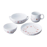 Noritake Y4817/5002-1 Noritake Plate & Bowl & Mug Set, Plate: 16cm 300cc Bowl: 16cm 370cc Rice Bowl: 230cc Mug: 245cc Light Step, Microwave Safe, Dishwasher Safe, 4 Pieces, Pink, Fine Porcelain (Reinforced