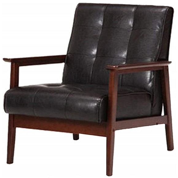 Iris Plaza 72085 Sofa 1-Seater Sofa, PU Dark Brown, Width: Approx. 25.6 inches (65 cm)