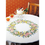 Olympus Thread Cross Stitch Embroidery Kit Tablecloth & Table Center Wild Rose Tablecloth Off White 1187
