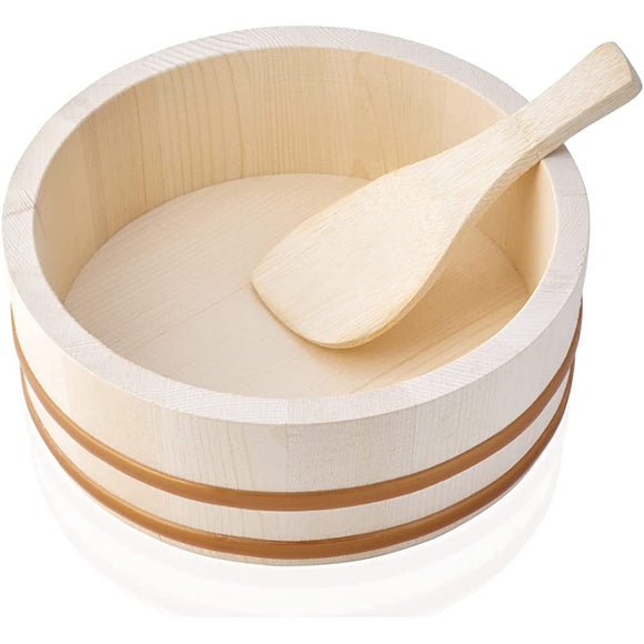 coco iine Sushi Tub Set, For One Person, Natural Bamboo, Approx. 27.1 fl oz (800 ml), For Less than 1, Rice Potato, Hand-Rolled Sushi, Chirashi, Seafood Chirashi, Diameter 7.1 inches (18 cm)