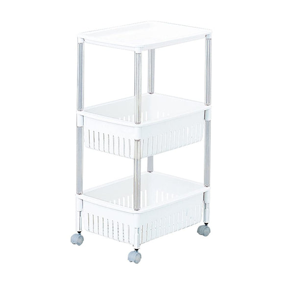 Sanko Plastic Gap Storage Off-White Approx. Width 29 x Depth 39 x Height 68 cm Table Wagon 3 Levels Wide