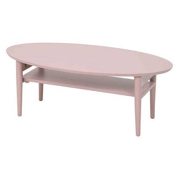 Hagiwara VT-7969SP Low Table, Folding Table, With Shelf (Finished Product) Living Alone, Compact, Width 35.4 inches (90 cm), Smokey Pink