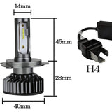 LED headlight F2 H4 12/24V combined 24W 3800LM 6000k 2 pieces mm13-0069-02