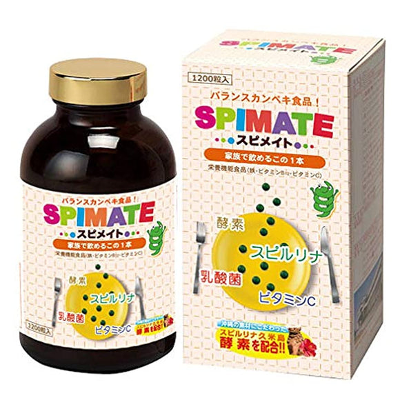Spimate Spirulina containing lactic acid bacteria, enzymes and vitamin C 1200 tablets