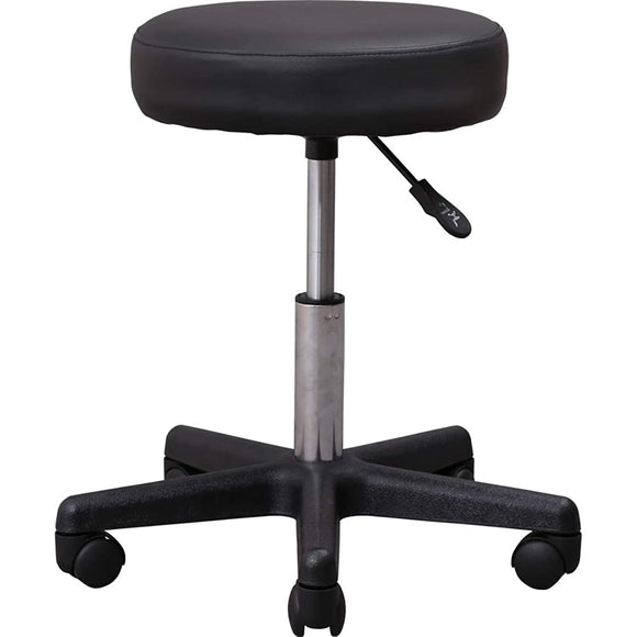 Iris Plaza ESL-555 Stool, Black, Seat Size: Diameter Approx. 14.2 x Thickness Approx. 3.9 inches (36 x 10 cm), Height Adjustment, Casters