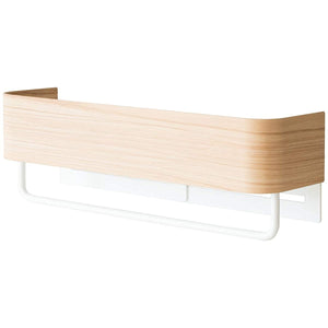 Miyatake Seisakusho Towel Hanger, TEER Natural, Width 9.8 x Depth 2.8 x Height 3.1 inches (25 x 7 x 8 cm), Top Shelf Included, Wood Screws Included