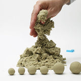 Soothing sand (bucket included) for fun at home.