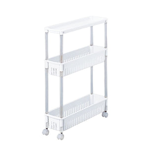 Sanko Plastic Gap Storage Off-White Approx. Width 15 x Depth 50 x Height 65 cm Table Wagon 3 Levels Super Slim