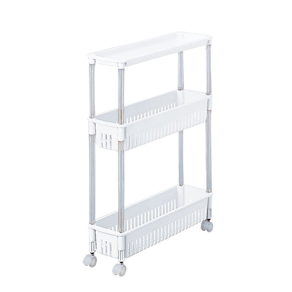 Sanko Plastic Gap Storage Off-White Approx. Width 15 x Depth 50 x Height 65 cm Table Wagon 3 Levels Super Slim