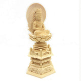 Wooden sculpture BUDDHA Dainichi Nyorai Saza image Mandala of the Two World 2.0 Dimension Light Henkin Henki