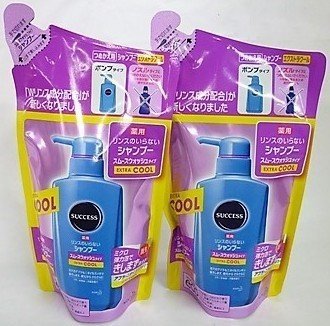 [Set of 2] Success Medicated Shampoo Smooth Wash Extra Cool Refill (Rinse in Shampoo) 320ml x 2