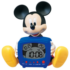 Seiko Clock FD485A Alarm Clock, Table Clock, Digital, Talking Alarm, 9.0 x 9.1 x 5.1 inches (229 x 232 x 130 mm), Disney Mickey Mouse, Blue