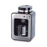 Siroca SC-A211 Coffee Maker, Fully Automatic, Compatible with Iced Coffee, Quiet, Compact, 2 Mill, Compatible with Both Beans and Powders, Steamed Glass Server, Stainless Steel Silver