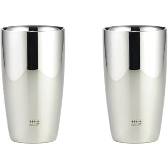 Yoshikawa YJ1193 Tumbler, Stainless Steel, Double Wall Construction, Silver, 12.5 fl oz (370 ml), 2 Pieces, Polisher Syndicate