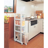 Iris Ohyama Kitchen Chest Seasoning Rack Closet Closet Storage with 4-stage casters Made in Japan White Clear Width 20 x Depth 41 x Height 106.8 cm