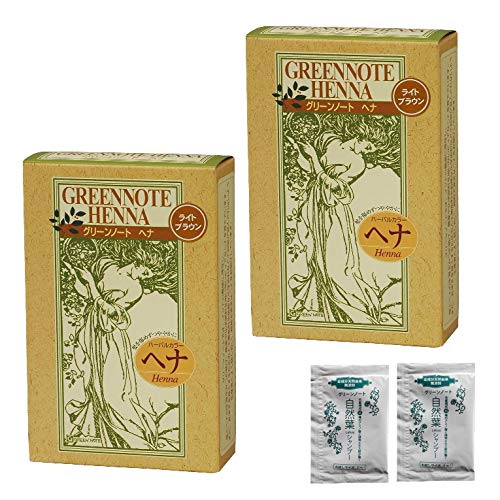 [Set of 2] Green Note Henna Light Brown 100g + Green Note Natural Leaves Shampoo 5ml x 2