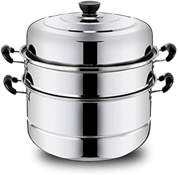 Momei Steam Pot, Steamer, Fish Steamer, Induction Compatible, Compatible with Various Heat Sources, Stainless Steel Steamer, Multiple Sizes, Glass Pot Lid Included, Thick Pot, Cookware, Multi-functional, Double-Handled Pot