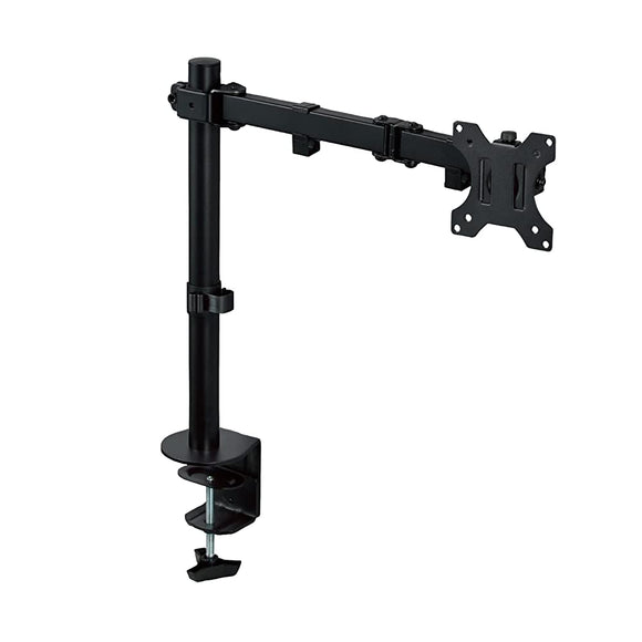 Elecom DPA-SL03BK Monitor Arm, Display Arm, Long, Single, 1 Screen, 13 - 32 Inches, Load Capacity 17.6 lbs (8 kg), PC Monitor Arm, Black