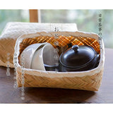 Brown Japanese Home Daily Tea ceremony of the Bourgeoisie Tea Start Teaware Set (2 Person Picnic Basket Hamper/3 Items: Teapot, Tea Bowls, Hamper)