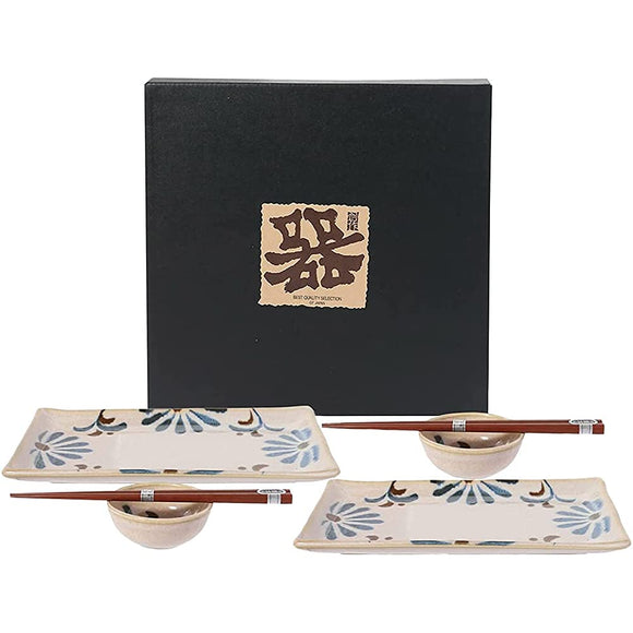 Tikusan Sushi Plate Set Plate Soy Sauce Plate Chopsticks Set (White)