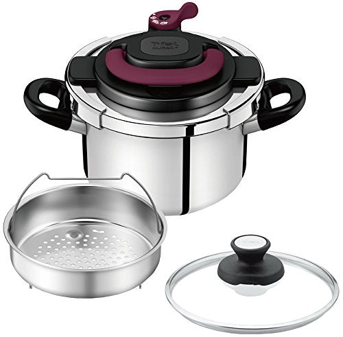 Tefal pressure cooker 4L IH compatible for 2 to 4 people One-touch opening and closing 10 year warranty with glass lid Crypso Arch Purple P4360433 T-fal