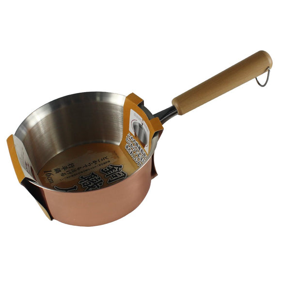 Pearl Metal HB-1585 Snow Flat Pot, 6.3 inches (16 cm), For Gas Fires, Pouring Anywhere, Copper Pot, Made in Japan