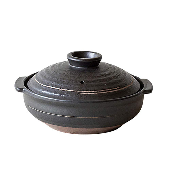 Saji Pottery 12-952 Black, 68.6 fl oz (2,000 ml), Banko Ware Daikoku Kakiotoshi No. 8, Earthenware Pot, For 2 to 3 People