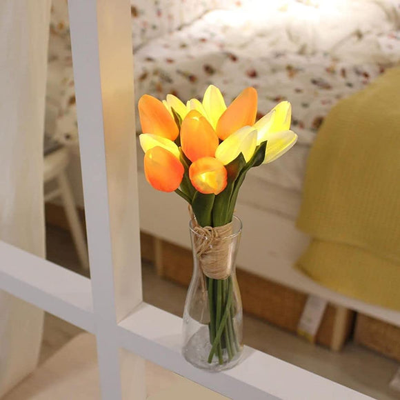 VIA K STUDIO Tulip Bouquet, LED Bouquet, Artificial Flowers, As Seen on ZIP, Light, Korea, Interior, Orange, Authentic Japanese Product