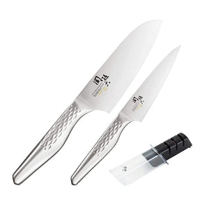 Kai AB-5152 Small Santoku Knife AB-5163 Petty Knife + AP-0308 Diamond & Ceramic Sharpener AP-0308 B5162 + AB5163 + AP0308