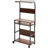 Iris Plaza PDSK-60BN Computer Rack, Computer Desk, With Casters, Sliding Shelf, Brown