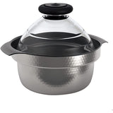 HARIO GIS-200-AZ Rice Pot with Glass Lid, Induction Compatible, Stainless Steel, Rice Cooking