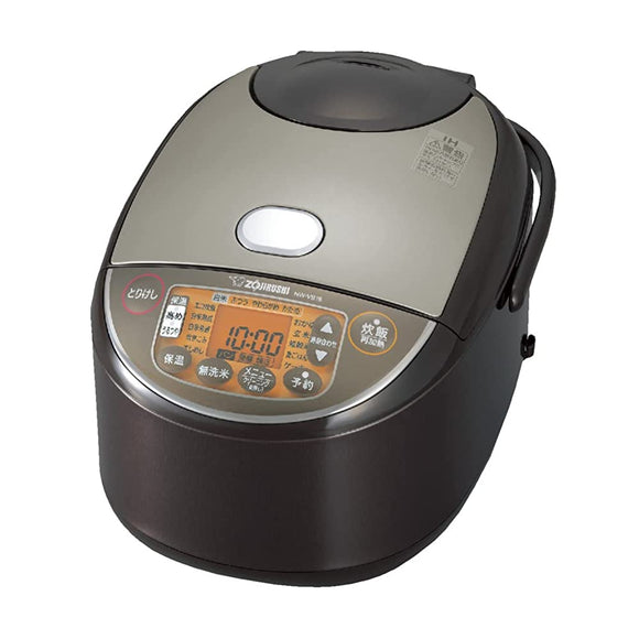 Zojirushi NW-VB18-TA Rice Cooker, 1 Sho (10 Cups), IH Type, Super Cooking, Black Round Pot, Heat Retention, 30 Hours, Brown