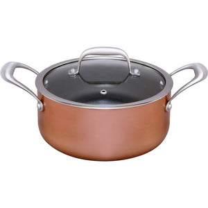 Iris Ohyama DG-P20 Pot, Double-Handled Pot, 7.9 inches (20 cm), Gas Flame and Induction Heating Compatible, Easy Care, Durable, Diamond Grace Bronze