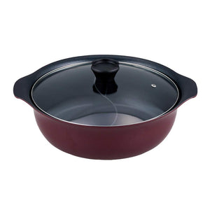 Takeda Corporation YNSN-28BR BK Divider Pot, Tabletop Pot, Glass Lid Included, Brown, 11.0 x 11.0 x 4.1 inches (28 x 28 x 10.5 cm), Induction Compatible, 2 Color Pot