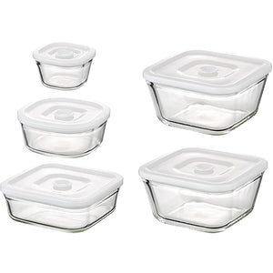 Iwaki PSC-MP-5W1 Heat-Resistant Glass Airtight Container, White, Square, Set of 5, Airtight Pack & Range