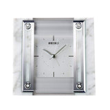 Seiko Clock QK737W Table Clock, White Marble 4.1 x 4.7 x 2.6 inches (105 x 120 x 67 mm)